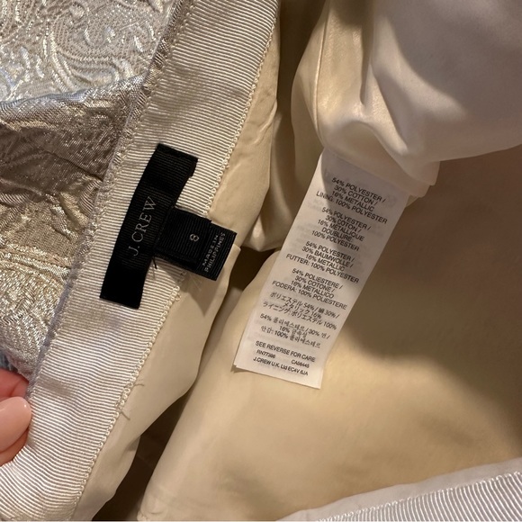 J. Crew Origami Skirt in Metallic Matelasse Mini Wrap Front - Cream Size 4, 8 - Picture 14 of 16